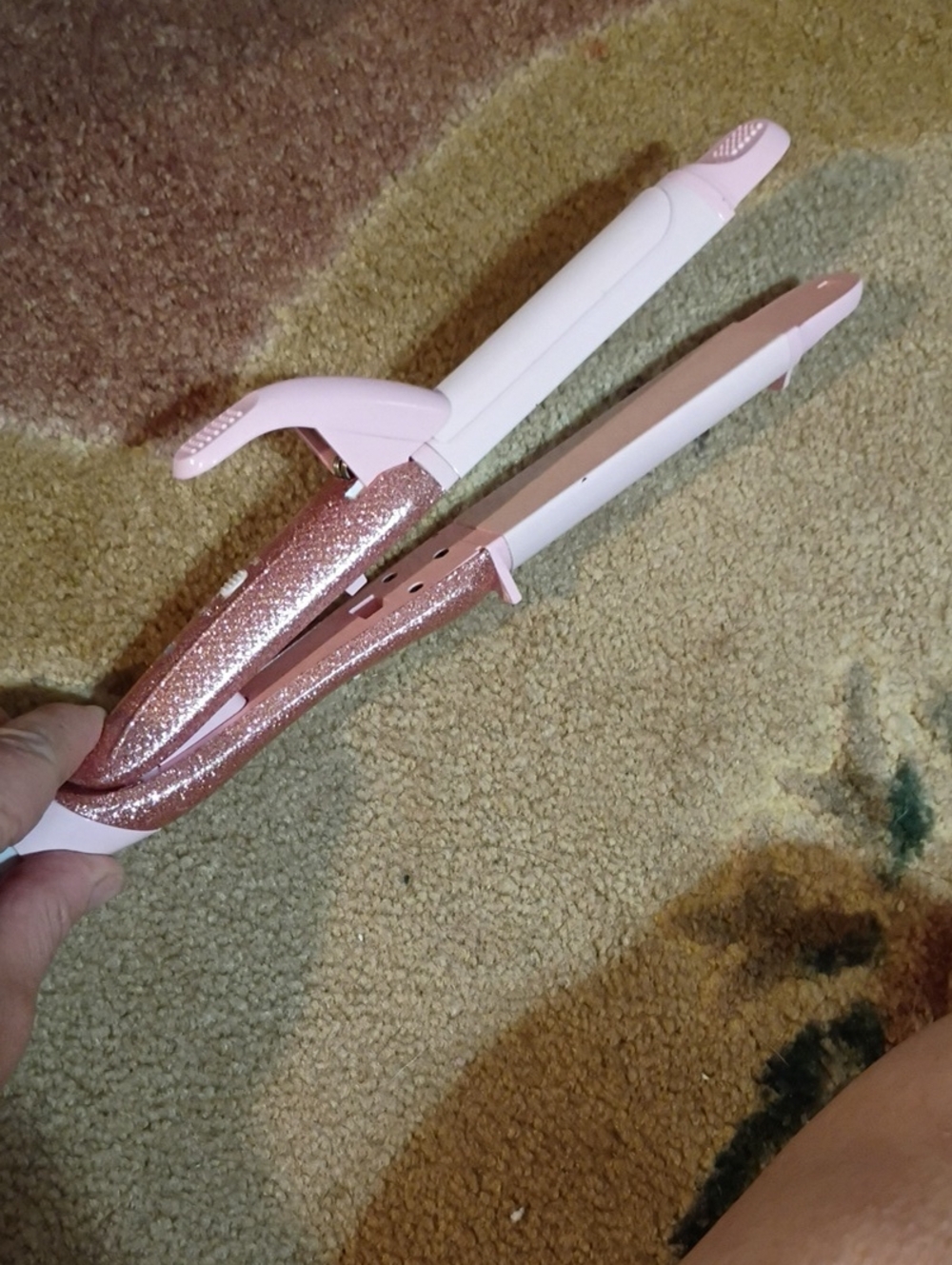 Rose Pink Glitter Hair Curler & Straightener — Women’s Styling Tool